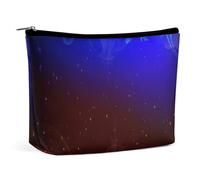 Travel Portable Makeup Bag, Large Capacity Cosmetic Bag with Zipper, PU Leather Waterproof Toiletry Bag, Cosmetic Pouch for Women, Red Blue Fire Flame