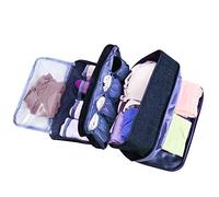 Travel Portable Multi-function Underwear Organize Storage Bag Bra/Socks/Cosmetic Toiletry Accessory Bag for Men Women, Navy, 10.62 x 5.71 x 4.72 inches