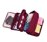Travel Portable Multi-function Underwear Organize Storage Bag Bra/Socks/Cosmetic Toiletry Accessory Bag for Men Women, wine red, L, Travel