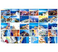 Travel postcards,Set of 30 Post cards variety pack depicting from Around the World Famous Travel Sites,Assorted Postcards Bulk, 4 x 6 -Santorini