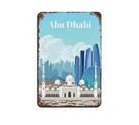 Travel Poster Abu Dhabi Uae Vintage Tin Sign 12X16Inch Home Office Kitchen Pub Club Cafe Bar Farm Restaurant Collection Metal Wall Art Retro Plaque