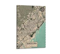 Travel Poster Barcelona Vintage Map Poster Modern Wall Art Canvas Aesthetic Decoration Painting 16x24inch(40x60cm) Frame-style