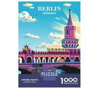 Travel Poster Berlin Germ Travel Puzzle 1000 Pieces, Romantic City Break Scene, Interlocking Paper Pieces, Family Night Game for Home Décor Fans, 38x26cm/1000pcs