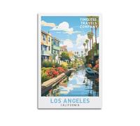 Travel Poster Los Angeles California, Canal And Houses.jpg Poster Modern Wall Art Canvas Aesthetic Decoration Painting 20x30inch(50x75cm) Unframe-style