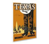 Travel Poster Texas Canvas Print | Gallery Wrapped 30mm Frame Wall Art | 24x16 inches | Ready to Hang | Retro Picture | Living Room Bedroom Lounge Office