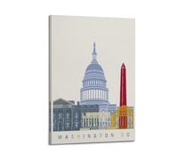 Travel Poster Washington DC, Iconic Government Buildings.jpg Poster Modern Wall Art Canvas Aesthetic Decoration Painting 20x30inch(50x75cm) Frame-style