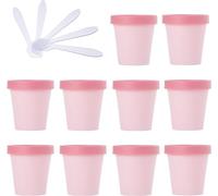 travel pots， 10 PC 50ml Pink Mask Mixing Bowl Empty 50g Plastic Storage Jars with Inner Liner for Body Hand Face Cream Lotion Gel 5X Spatula(Roze,200ml)