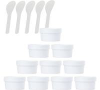 travel pots， 10 PC 50ml Pink Mask Mixing Bowl Empty 50g Plastic Storage Jars with Inner Liner for Body Hand Face Cream Lotion Gel 5X Spatula(Svart,50ml)