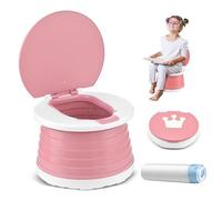 Travel Potty 2-in-1 Portable Carry Potty for Toddlers Foldable Kids Training Toilet Seat for Boys Girls Baby Childrens Car Potty Chair for Camping Park Indoor Outdoor with 15pcs Liners