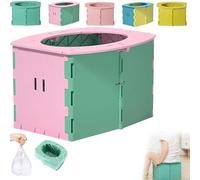 Travel Potty for Toddlers, Portable Foldable Potty Seat with Cleaning Bags, Reusable Training Toilet for Kids Boys Girls, Ideal for Car, Camping, Outdoor and Indoor Use (Pink G)