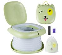 Travel Potty for Toddlers, Yeelua Potty Training Toilet Seat Portable Potty for 1-5 Year Old Boys Girls - 45pcs Potty Bags Included for Toddler Travel, Camping and Outdoor Use (Green)