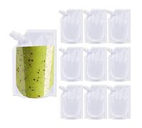 Travel Pouch,10PCS Plastic Reusable Hip Flask with Spout,Drink Pouches for Festivals Hide Alcohol,Juice, Sneak Booze, Liquor, Rum, Water-220ml