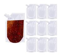 Travel Pouch,10PCS Plastic Reusable Hip Flask with Spout,Drink Pouches for Festivals Hide Alcohol,Juice, Sneak Booze, Liquor, Rum, Water-350ml