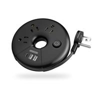 Travel Power Strip, NTONPOWER Portable Desktop Charging Station 3 USB Without Surge Protector Short Extension Cord 3.28ft Compact for Home, Office, Cruise Ships, Business Trip, Hotels, Black