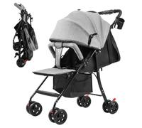 Travel Pushchair One Hand Fold Buggy Adjustable Recline Lightweight | Ultra-lightweight Travel Pushchair, one-hand fold, adjustable backrest for 0-2 year olds Grey