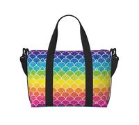 Travel Rainbow Fish Scale Print Duffel Bag for Men Women,Lightweight Waterproof Tote Bags with Zipper,Trendy Crossbody Bag