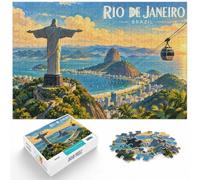 Travel Rio De Janeiro Brazil Cityscape Cable Jigsaw Puzzle, 1000 Piece | For rainy days and slower weekends, this adult jigsaw puzzle with 1000 pieces fits quiet evenings and weekends.