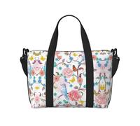 Travel Romantic Fancy Floral Birds Butterfly Print Duffel Bag for Men Women,Lightweight Waterproof Tote Bags with Zipper,Trendy Crossbody Bag