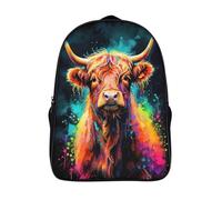 travel rucksack 3d print animal portraits casual daypack funny cool bull two compartment large capacity bag with side mesh pouch-16inch,firm travel backpack hiking outdoor activities