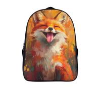 travel rucksack 3d printing laughing out loud casual daypack cool happy fox two compartment large capacit bag adjustable padded shoulder strap-16inch,firm laptop backpack for adults teenagers