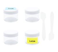 Travel Sample Pots Empty Cosmetic Jars 20ml Clear Cream Container Refillable Containers with Lids Cosmetic Pots with Blank Label Stickers for Lotion, Concealer, Sunscreen （ 4Pcs, 20ml)