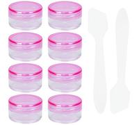 Travel Sample Pots Empty Cosmetic Jars 5ml Clear Cream Container Refillable Containers with Lids Cosmetic Pots with Spoon for Lotion, Concealer, Sunscreen ( 8Pcs, Pink)