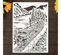 Travel Scenery Train Wall Stencils Template Reusable Spray PaintStencils for Craft Painting On Wood Craft Canvas Walls Wood Furniture Decorations DIY Scrapbooking