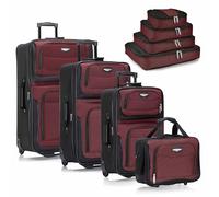 Travel Select Unisex-Adult Amsterdam Expandable Softside Rolling Upright Luggage, Lightweight, 2 Wheels, Burgundy, 4-Piece Set
