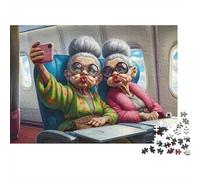 Travel Selfie 1000 Pieces Paper Jigsaw Puzzle for Adults Eco-Friendly Educational Elderly Airplane Adventure Puzzle Home Wall Art 52x38cm/1000pcs