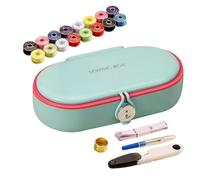 Travel Sewing Kit - Compact Double Layer Box, Craft Supplies for Beginners, Recovery Kit | Soft Tape Measure with Multiple Accessories, Gear for Dorm Living