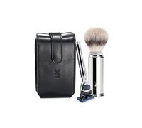 RT3F MÜHLE Travel Florentine Black Leather Silvertip Fibre/Fusion Shaving Kit