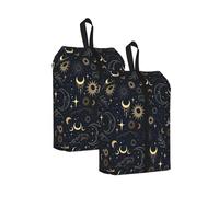 Travel Shoe Bag for Men & Women, Waterproof Shoe Storage Organizer with Zipper, Portable Shoe Pouch for Sneakers, Heels, Sandals, Gym & Travel Luggage 2PCS, Vintage Astrology Sun And Moon, 2pcs