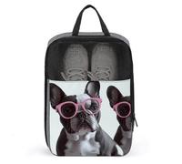 Travel Shoe Bag,French Bulldog Glasses Print Shoe Pouch,outdoor Zippered Carrier Shoe Bags,mens Womens Shoe Tote Bag, style, One Size, Modern