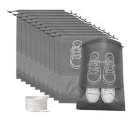 Travel Shoe Bag, Pack of 10 Portable Shoe Bags, 32 x 44 cm, Reusable Waterproof Shoe Storage Bag with Transparent Window, Drawstring, Dustproof Travel Shoe Storage Bag, Grey