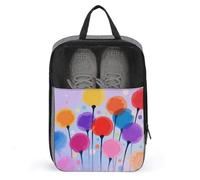 Travel Shoe Bag with Mesh & Double Zipper, Waterproof Shoe Organizer Compact 13.7 Inch Abstract Floral Watercolor Paint Storage Bag for Home, Gym & Travel Essentials