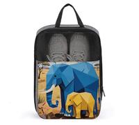 Travel Shoe Bag with Mesh & Double Zipper, Waterproof Shoe Organizer Compact 13.7 Inch Cartoon Elephant Storage Bag for Home, Gym & Travel Essentials