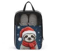 Travel Shoe Bag with Mesh & Double Zipper, Waterproof Shoe Organizer Compact 13.7 Inch Christmas Sloth Storage Bag for Home, Gym & Travel Essentials