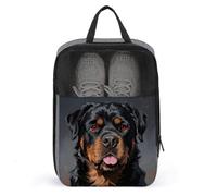 Travel Shoe Bag with Mesh & Double Zipper, Waterproof Shoe Organizer Compact 13.7 Inch Cool Rottweiler Dog Art Storage Bag for Home, Gym & Travel Essentials
