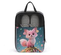 Travel Shoe Bag with Mesh & Double Zipper, Waterproof Shoe Organizer Compact 13.7 Inch Cute Candy Fox Storage Bag for Home, Gym & Travel Essentials
