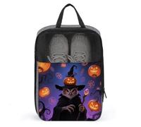 Travel Shoe Bag with Mesh & Double Zipper, Waterproof Shoe Organizer Compact 13.7 Inch Halloween Owl Pumpkin Storage Bag for Home, Gym & Travel Essentials