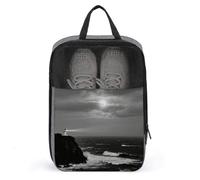 Travel Shoe Bag with Mesh & Double Zipper, Waterproof Shoe Organizer Compact 13.7 Inch Moon Over Ocean Storage Bag for Home, Gym & Travel Essentials