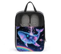 Travel Shoe Bag with Mesh & Double Zipper, Waterproof Shoe Organizer Compact 13.7 Inch Sci-fi Whale Storage Bag for Home, Gym & Travel Essentials