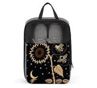 Travel Shoe Bag with Mesh & Double Zipper, Waterproof Shoe Organizer Compact 13.7 Inch Yellow Sunflower Bumble Bee Black Fall Storage Bag for Home, Gym & Travel Essentials