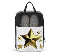 Travel Shoe Bags,Gold Star Printed Shoe Bag,Water Proofing Portable Organizer Storage Shoe Pouch Holds,with Sturdy Zipper Cruise Ship Essentials, Gold Star, One Size, Travel Shoe Bags