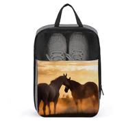 Travel Shoe Bags,Horses In Love Printed Shoe Bag,Water Proofing Portable Organizer Storage Shoe Pouch Holds,with Sturdy Zipper Cruise Ship Essentials, Horses In Love, One Size, Travel Shoe Bags