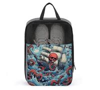Travel Shoe Bags,Octopus And Boat Printed Shoe Bag,Water Proofing Portable Organizer Storage Shoe Pouch Holds,with Sturdy Zipper Cruise Ship Essentials, Octopus And Boat, One Size, Travel Shoe Bags