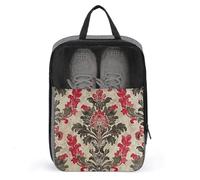 Travel Shoe Bags,Red And Gray Pattern Printed Shoe Bag,Water Proofing Portable Organizer Storage Shoe Pouch Holds,with Sturdy Zipper Cruise Ship Essentials, Red and Gray Pattern, One Size, Travel Shoe