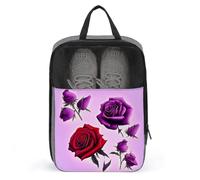 Travel Shoe Bags,Red And Purple Roses Printed Shoe Bag,Water Proofing Portable Organizer Storage Shoe Pouch Holds,with Sturdy Zipper Cruise Ship Essentials, Red And Purple Roses, One Size, Travel Shoe