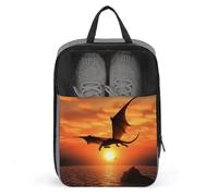 Travel Shoe Bags,Sea Sunset Flying Dragon Printed Shoe Bag,Water Proofing Portable Organizer Storage Shoe Pouch Holds,with Sturdy Zipper Cruise Ship Essentials, Sea Sunset Flying Dragon, One Size,