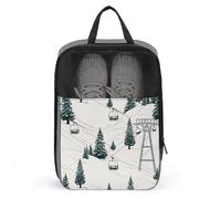 Travel Shoe Bags,Ski Lift With Fir Tree Printed Shoe Bag,Water Proofing Portable Organizer Storage Shoe Pouch Holds,with Sturdy Zipper Cruise Ship Essentials, Ski Lift With Fir Tree, One Size, Travel